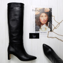 Високі чоботи із чорної шкіри Арт. 657-18/6045Kr