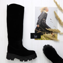 Високі чоботи із чорної замші Арт.12-33/258