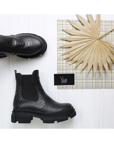 Челсі із чорної шкіри з тисненням Арт. 12-1/260