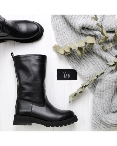 Напівчобітки із чорної шкіри Арт. As-14/159(Lp)