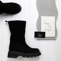 Напівчобітки із чорної замші Арт. As-14(ЕВА)