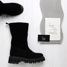 Полусапожки из черной замши  Арт. As-14(ЭВА)