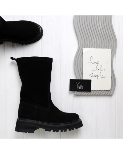 Полусапожки из черной замши  Арт. As-14(ЭВА)