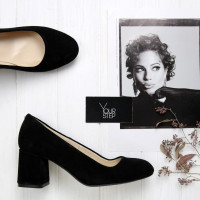 Туфли из черной замши на низком каблуке Арт. 605-4/45Ок