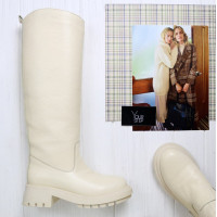 Високі чоботи з бежевої шкіри Арт.12-33/21173