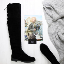 Високі чоботи із чорної замші Арт.12-34V