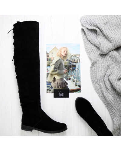 Високі чоботи із чорної замші Арт.12-34V