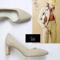 Туфлі-човники з бежевого велюру Арт. 657-2/6045Kr