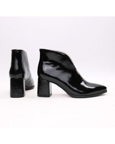 Ботильоны с глубоким вырезом из черного наплака Арт. 657-6/47Ок