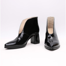 Ботильоны с глубоким вырезом из черного наплака Арт. 657-6/47Ок