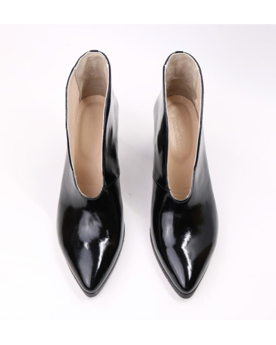 Ботильоны с глубоким вырезом из черного наплака Арт. 657-6/47Ок