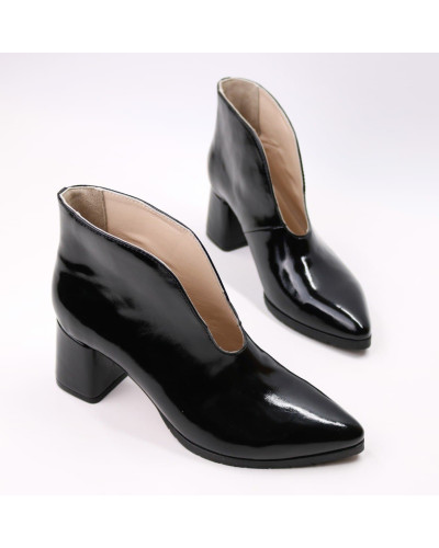 Ботильоны с глубоким вырезом из черного наплака Арт. 657-6/47Ок