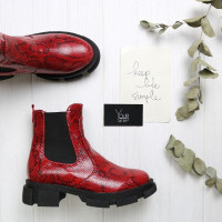 Челсі із червоної шкіри з тисненням Арт. 12-1/21074