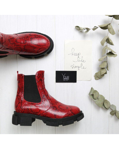 Челсі із червоної шкіри з тисненням Арт. 12-1/21074