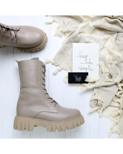 Бежеві черевики з тисненням Арт. 12-30/21153 (б/ф)