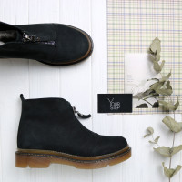 Ботинки из черного нубука с молнией спереди Арт. As-7/025