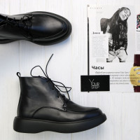 Ботинки из черной кожи  Арт. 156-7/Hill3