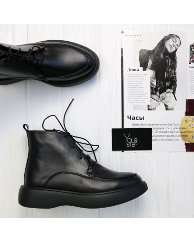 Ботинки из черной кожи  Арт. 156-7/Hill3