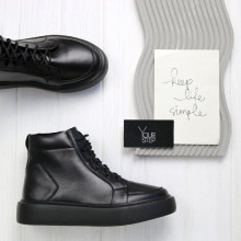 Ботинки из черной кожи  Арт. 156-7/Ls15