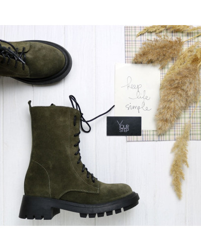 Черевики із хакі замші Арт. 12-30/21173 (б/ф)