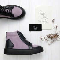 Ботинки из лиловой замши со вставками  Арт. Ls-7/15