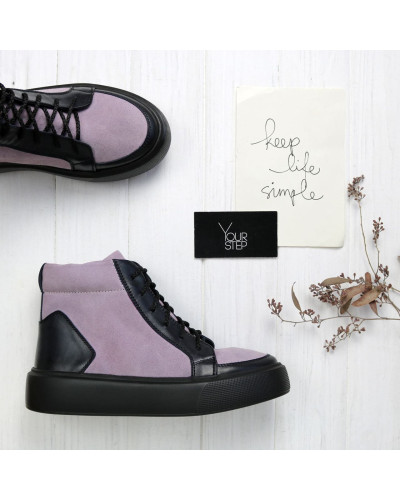 Ботинки из лиловой замши со вставками  Арт. Ls-7/15