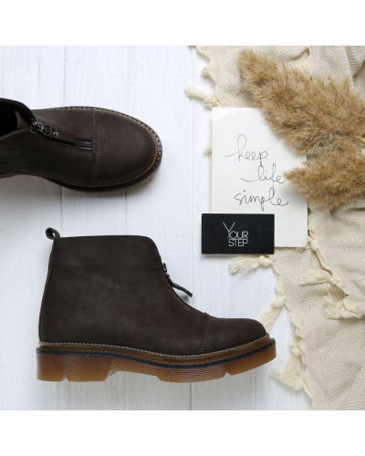 Ботинки из шоколадного нубука с молнией спереди Арт. As-7/025