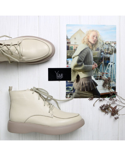 Ботинки из светло-бежевой кожи Арт. 156-7/Hill3