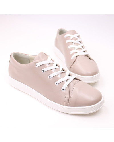 Кеди із бежевої шкіри Арт. Em-1