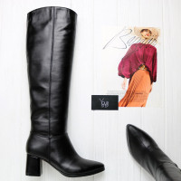 Класичні чорні чоботи на підборах Арт. 657-14/47Ок