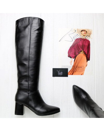 Класичні чорні чоботи на підборах Арт. 657-14/47Ок