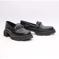 Лофери із чорної шкіри з фурнітурою Арт. As-15/21074