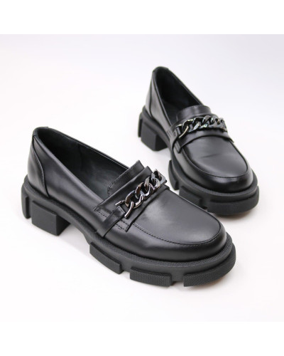 Лофери із чорної шкіри з фурнітурою Арт. As-15/21074