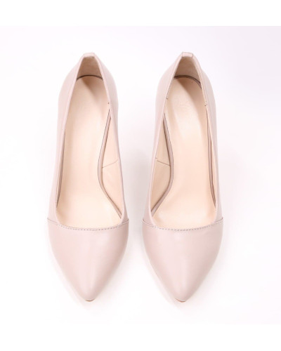 Туфлі-човники з бежевої шкіри Арт. 35-9Os/60Ок