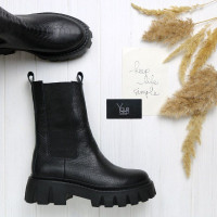 Високі Челсі із чорної шкіри з тисненням Арт. As-17/21163