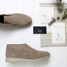 Бежевые высокие лоферы из замши Арт. 156-4