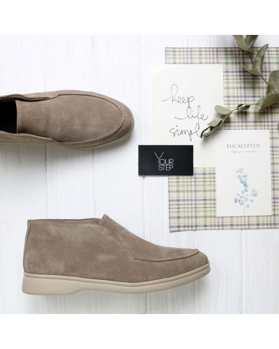 Бежевые высокие лоферы из замши Арт. 156-4