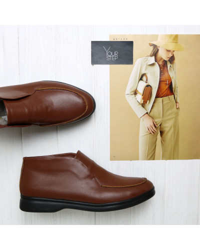 Високі лофери із рудої шкіри на чорній підошві Арт. 156-4