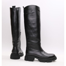 Високі чоботи із чорної шкіри Арт.12-33/21074
