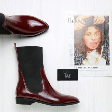 Ботинки из бордового наплака с резинкой Арт. 104-7