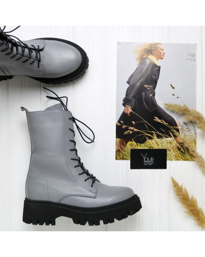 Черевики із сірої шкіри Арт. 12-30/21153 (б/ф)