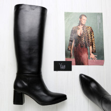 Високі чоботи із чорної шкіри Арт. 657-18/47Ок