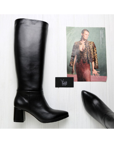 Високі чоботи із чорної шкіри Арт. 657-18/47Ок