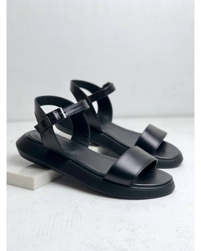 Чорні босоніжки із натуральної шкіри Арт. 10-5/21102