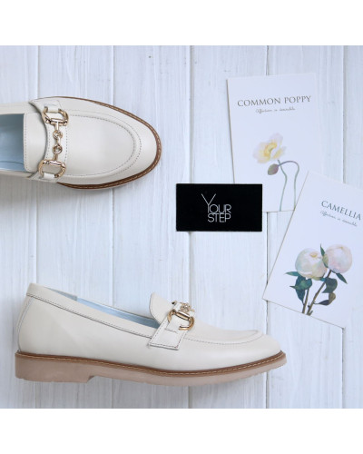 Бежеві шкіряні лофери Арт. 156-8Eva-F