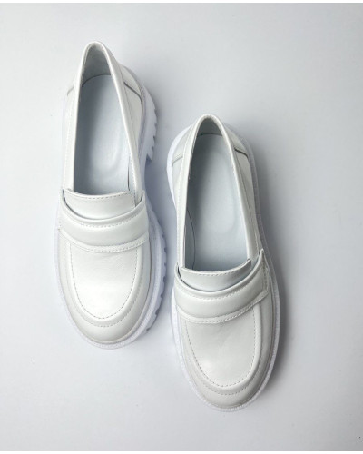 Білі шкіряні лофери Арт. As-19/21150