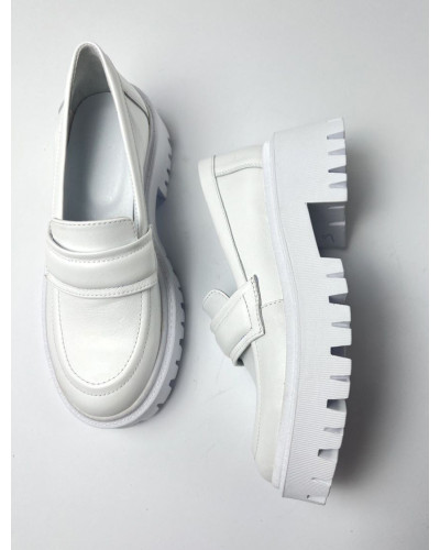 Білі шкіряні лофери Арт. As-19/21150