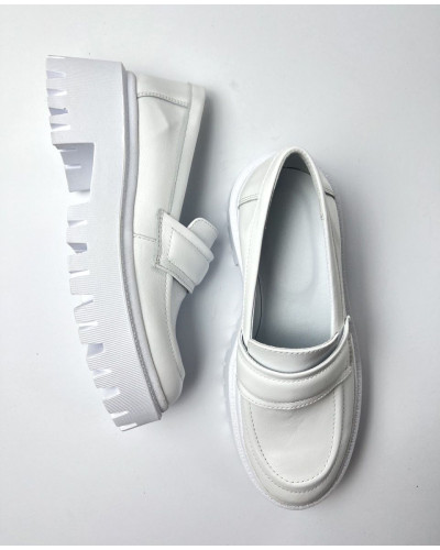 Білі шкіряні лофери Арт. As-19/21150