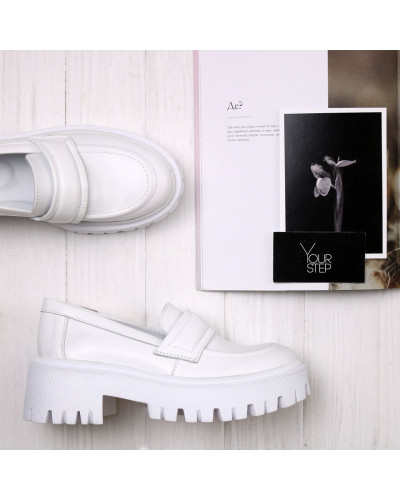 Білі шкіряні лофери Арт. As-19/21150