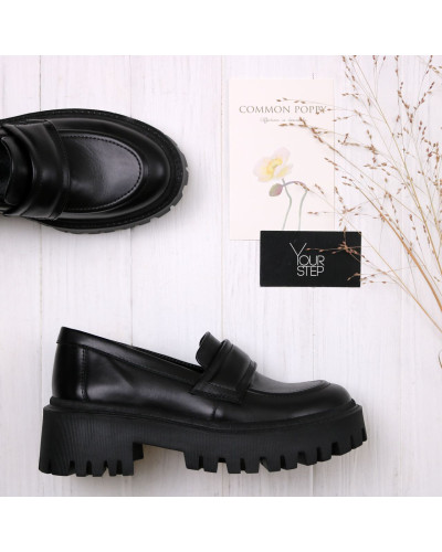 Чорні шкіряні лофери Арт. As-19/21150